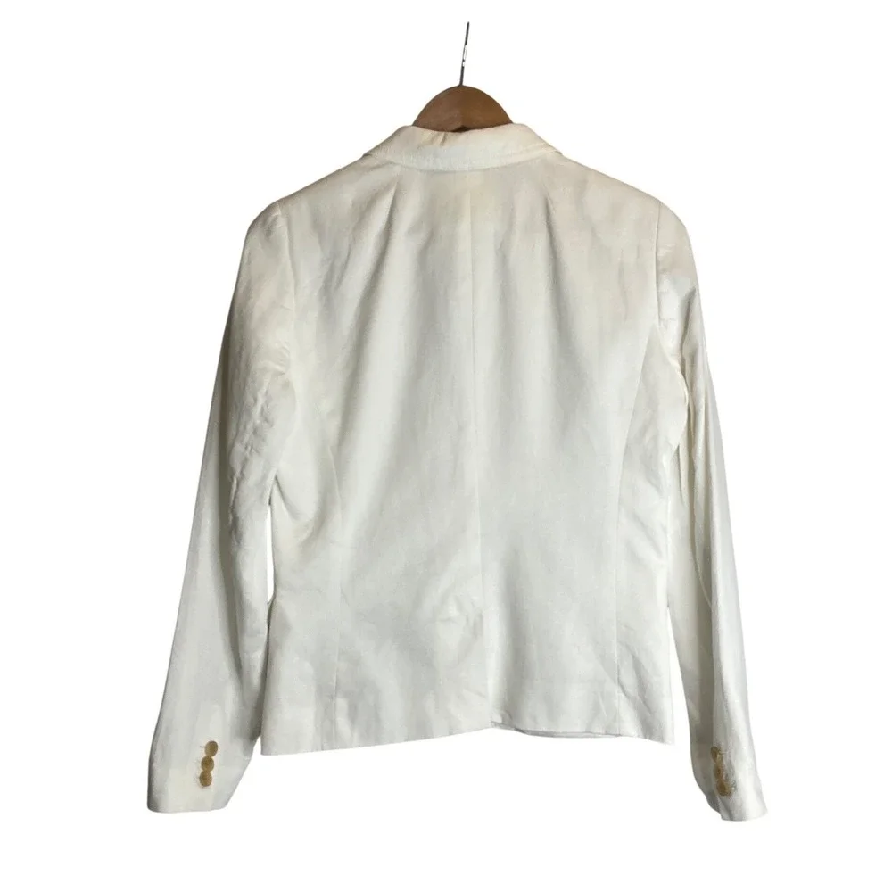 J. Crew Linen White Blazer Classic Preppy Buisness Casual Classic Minimlaist 8